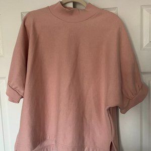 NWT Banana Republic Factory Pink Short Sleeve Mock Neck Sweatshirt